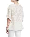 Short-Sleeve Shadow Floral Caftan 