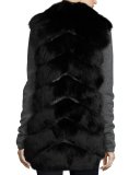 Long Leather & Fox Fur Vest, Black