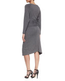 Bateau-Neck Split-Skirt Dress