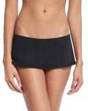Solid Ruffle Skirted Swim Bottom, Black
