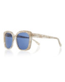 Monaco Printed Square Sunglasses, Pearl