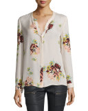 Devitri Floral-Print Silk Blouse