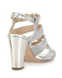 Marquee Metallic Woven Sandal, Silver