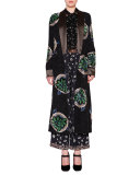 Embellished Reversible Robe-Coat, Black/Multi