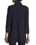 Grommet-Embellished Zip-Front Jacket, Navy/New Ivory