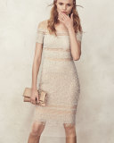 Signature Sequined Illusion Dress, Champagne