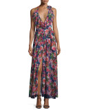 Floral-Print Ruffled Halter Maxi Dress