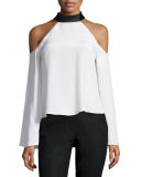 Serena Cold-Shoulder Tie-Neck Top