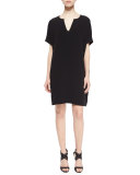 Kora Short-Sleeve Shift Dress, Black