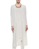 Washable Linen Crepe Maxi Cardigan 