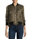 Satin Bomber Jacket, Army Green