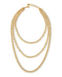 Gold-Plated Chain Triple Strand Necklace