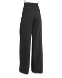 High-Waist Wide-Leg Trousers, Black