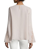 Chrystie Bell-Sleeve Lace-Inset Top