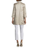 High-Collar Satin Coat, Natural