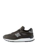Men's 998 Made in USA Leather Sneaker, Black/Gray
