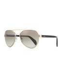 Irregular-Frame Aviator Sunglasses, Golden