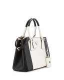 Bicolor Saffiano Lux Tote Bag, Black/White (Nero/Bianco)