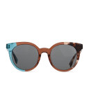 Limited-Edition Colorblock Sunglasses, Light Blue/Havana