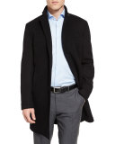 Shawn Single-Breasted Top Coat, Black