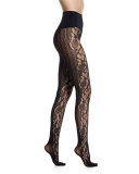 Runway Floral Net Tights, Black