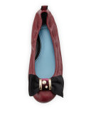 Bow Leather Ballerina Flat, Garnet