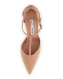 Getta Suede T-Strap 105mm Pump, Creme Caramel