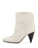 Dannie Woven Ankle Boot, Cream