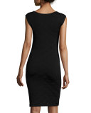 Sleeveless Body-Conscious Sheath Dress, Black