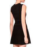 Sleeveless Embellished Mini Dress, Black