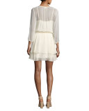 Trellis Vine Eyelet Lace Dress, Beige