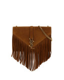 Monogram Medium Suede Fringe Crossbody Bag, Tan