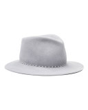 Mason Wide-Brim Hand-Beaded Fedora Hat, Light Gray