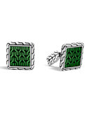 Woven Square Enamel Cuff Links, Green