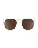 Sardinia Monochromatic Square Sunglasses, White/Brown