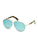 Eva Aviator Sunglasses in Shiny Rose Gold