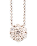 Diamond Flower Pendant Necklace in 18K White Gold, 0.97 tdcw