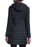 Mesa Cable-Quilted Puffer Coat, Navy