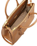Saffiano Double-Zip Executive Tote Bag, Brown (Caramel)