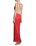 Sleeveless Lace Open-Back Dress