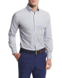Windowpane Long-Sleeve Sport Shirt, Clownfish/Spring