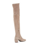 Suede Metal-Heel Over-The-Knee Boot, Argilla