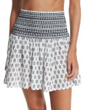 Printed Shirred-Waist Short Skirt