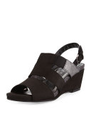 Kaleo Leather Wedge Sandal, Black