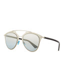 "Dior Reflected" Two-Tone Aviator Sunglasses, Pale Golden/Black