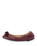 Blossom Leather Ballerina Flat, Port
