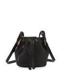 Lida Mini Leather Bucket Bag, Onyx