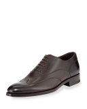 Leather Wing-Top Oxford, Dark Brown 