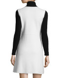 Myrelle Evian Turtleneck Dress, Ivory Ice/Black
