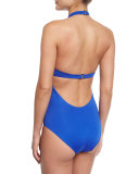 Heather Choker Solid One-Piece Swimsuit